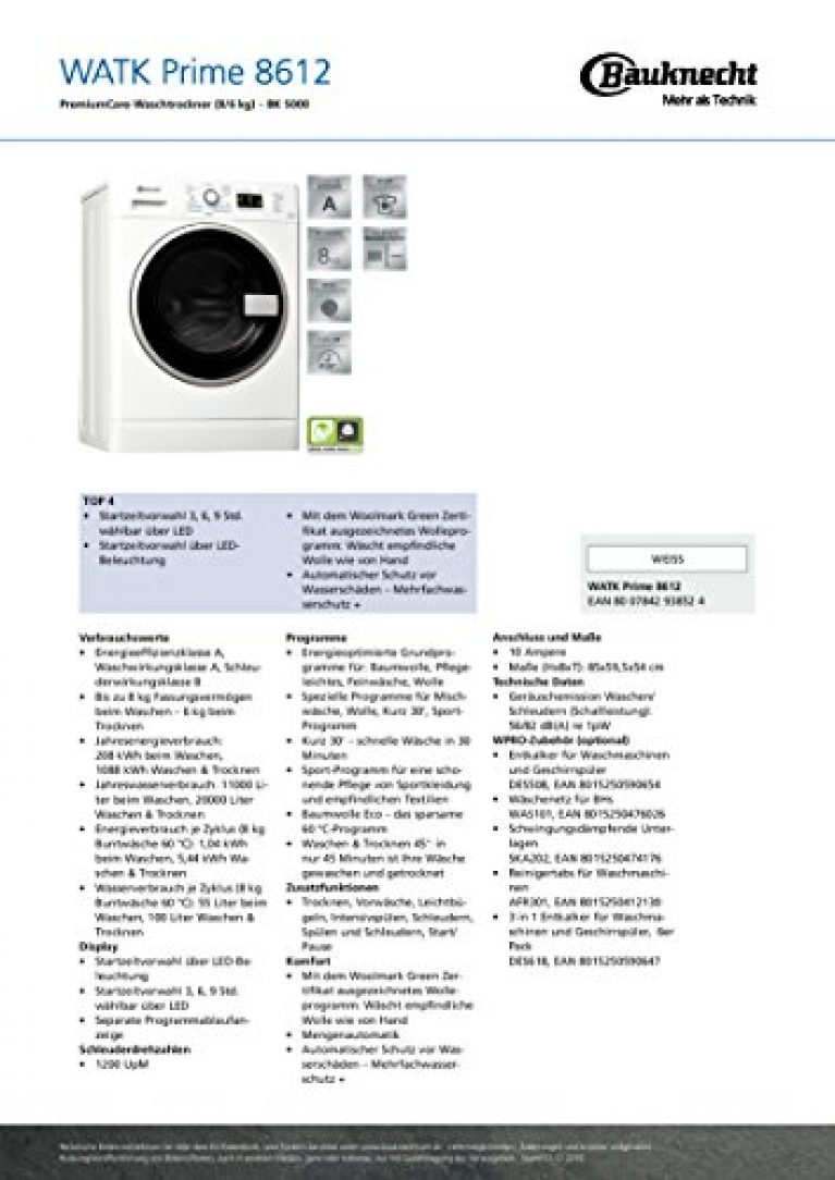 Bauknecht WATK Prime 8612 - Produktbild 2