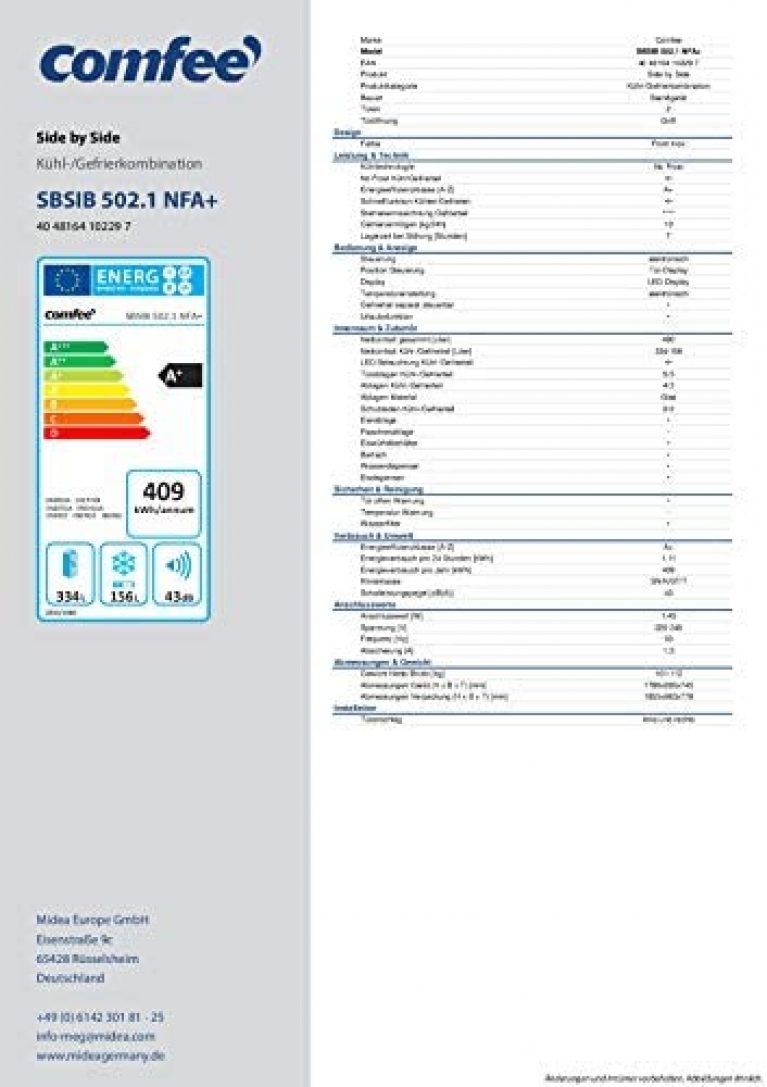 Comfee SBSIB 502.1 NFA+ - Produktbild 1