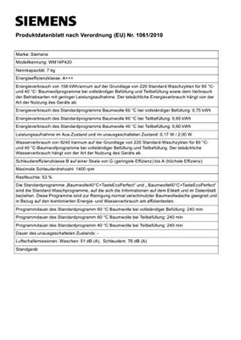 Siemens WM14P420 - Produktbild 2