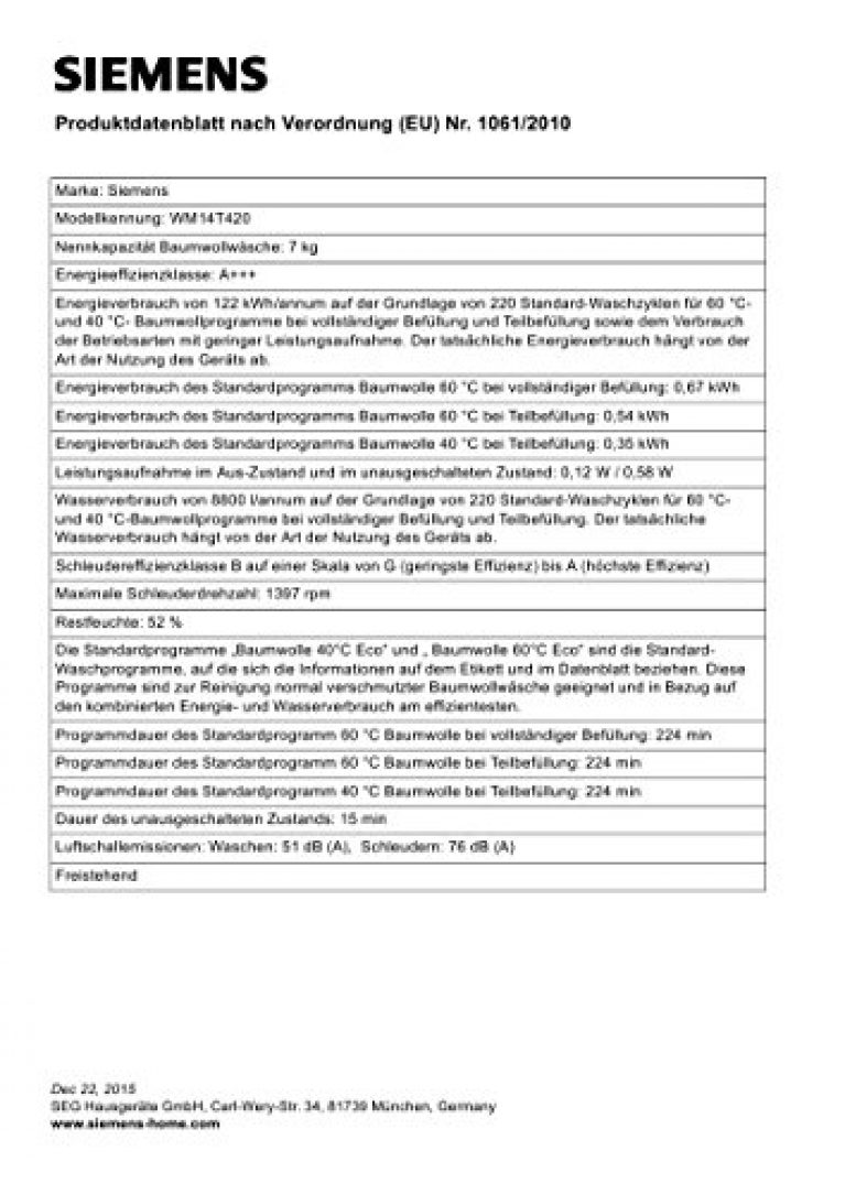 Siemens WM14T420 - Produktbild 2